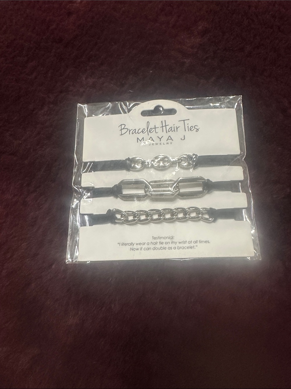 Maya Black Hair Tie Bracelet Set with Silver Accents